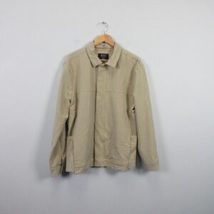 BYLT District Jacket Men L Beige Lightweight Shirt Button Front Performance 652